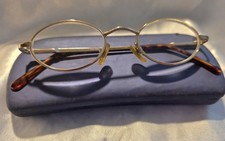 VTG Oval Metal Eyeglass Frames Gold Tone Tortoiseshell 90's Retro With Case