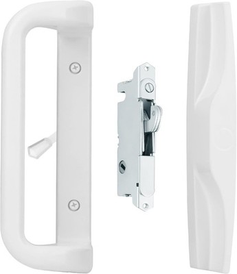 Replacement Patio Door HandleSet w/Mortise Lock White 3-15/16'' Hole Spacing for