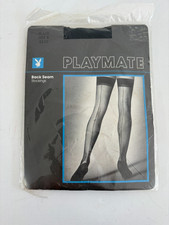Vintage Playboy Playmate Back Seam Sandalfoot Stockings Black Sheer Size B 90s