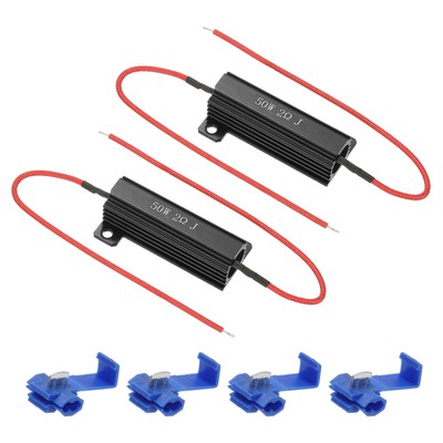 50W 2 Ohm Aluminiumgehäuse-Widerstand, 2 Stück mit Clips, Schwarz