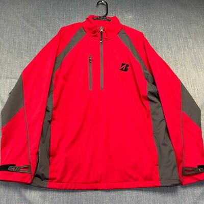 Antigua Men's Jacket Size XL Red 1/4 Zip Pullover Windbreaker Bridgestone Golf