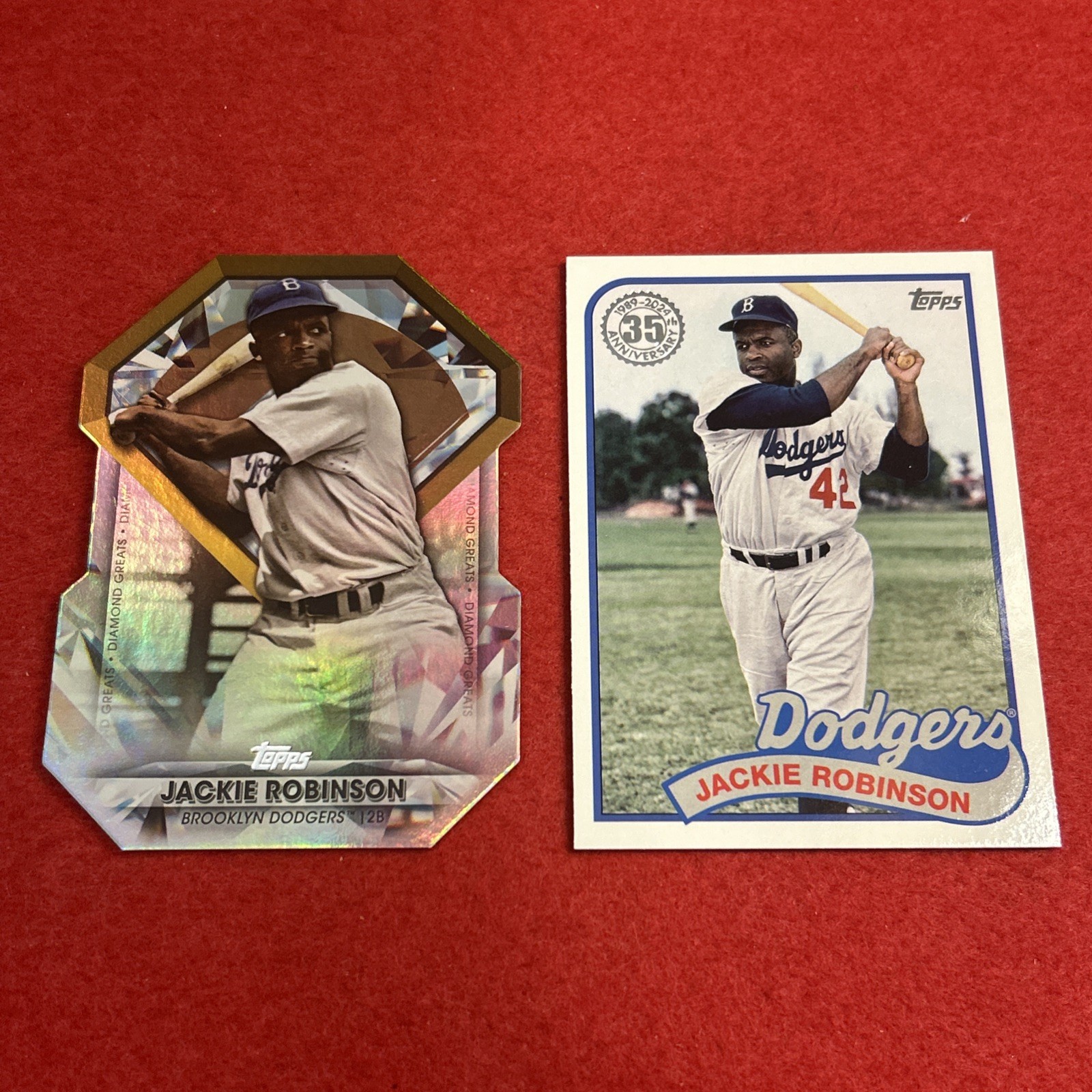 Jackie Robinson Topps 2022 Diamond Greats DGDC-30 & 2024 89B-54 Baseball Cards