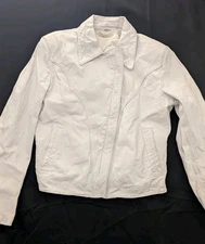 Bermans Women's Leather Motorcycle Jacket Size 10 Vintage White 100% Leather vtg