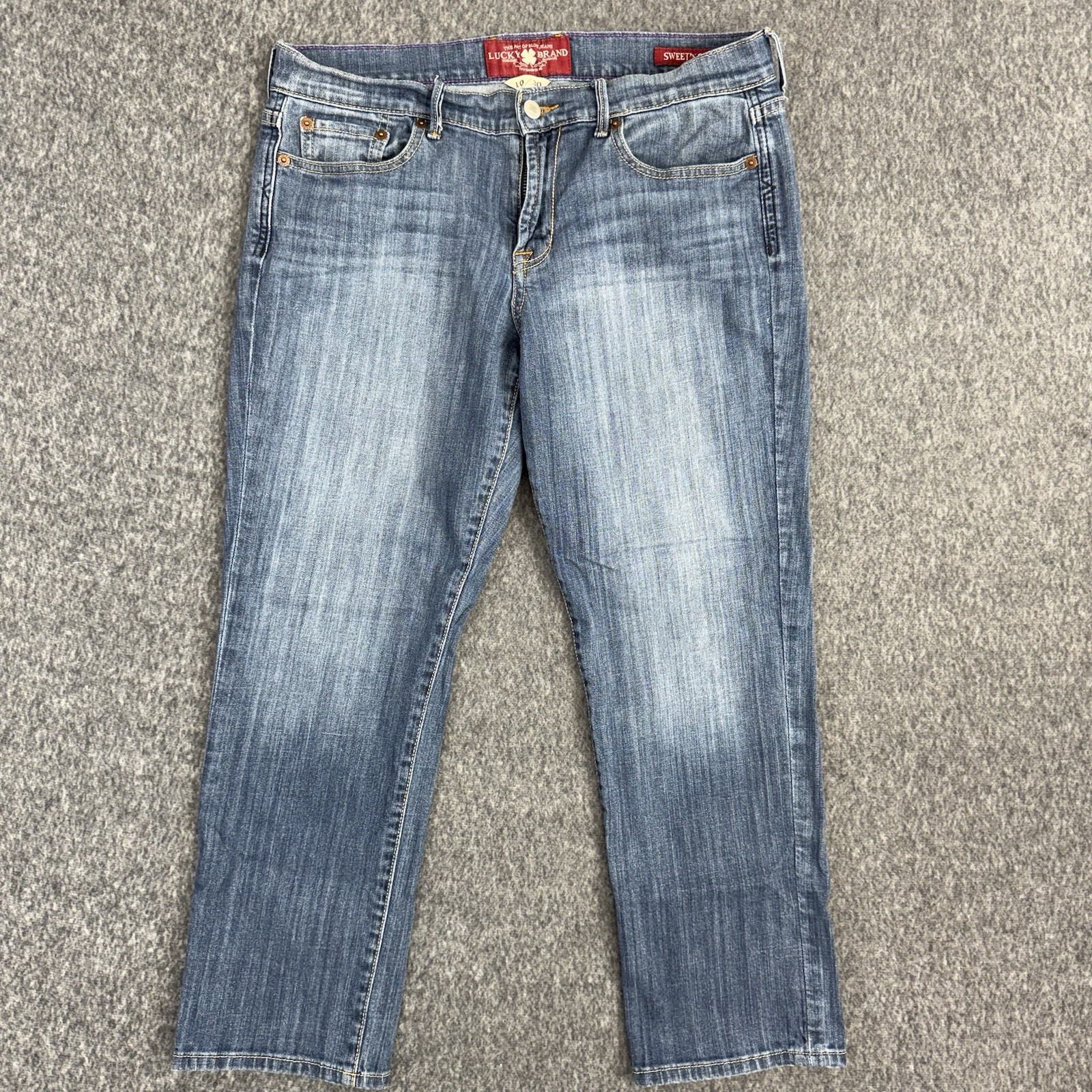 Lucky Brand Sweet N Crop Jeans Women 10/30 Blue Straight Denim Mid Rise