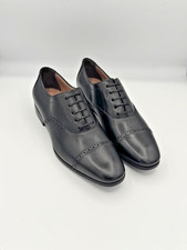 Ferragamo Men's With Box Riley Black Leather Cap Toe Oxford