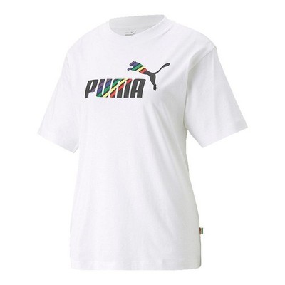 Authentic PUMA Women's Essentials+ Love Is Love Relaxed T-Shirt | White | NEW