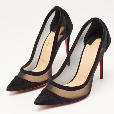 Christian Louboutin Black Suede and Mesh Galativi Strass