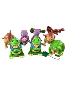 Lot/7 Vintage BURGER KING Collectible Land Before Time DINOSAUR Wind UP Pull Toy
