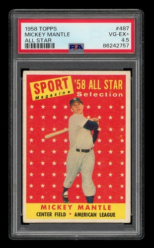 1958 Topps Set-Break #487 Mickey Mantle All Star PSA 4.5 VG-EX+