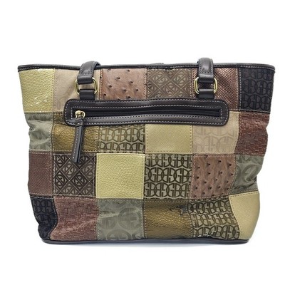 Giani Bernini Handbag Brown Patchwork Purse Faux Leather Earth Tones Bohemian