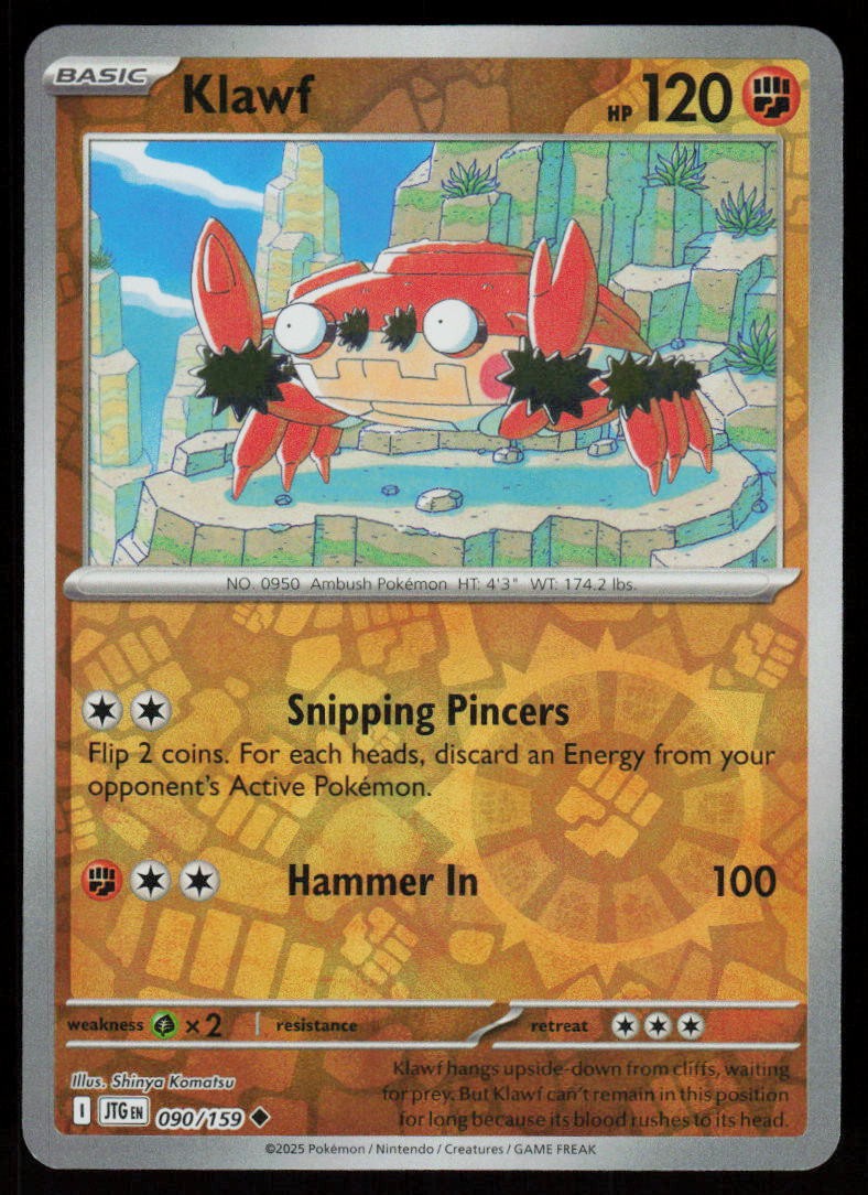 Klawf 090/159 Uncommon Journey Together Pokemon Reverse Holo Near Mint