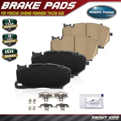 4x Front Ceramic Brake Pads w/ Hardware for Porsche Cayenne Panamera Taycan Audi