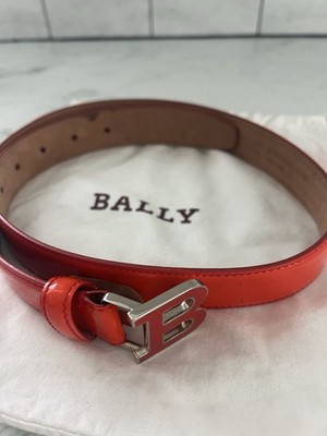 Bally Red Dress Belt B Buckle Adjustable 30mm Silver  display picture 1
