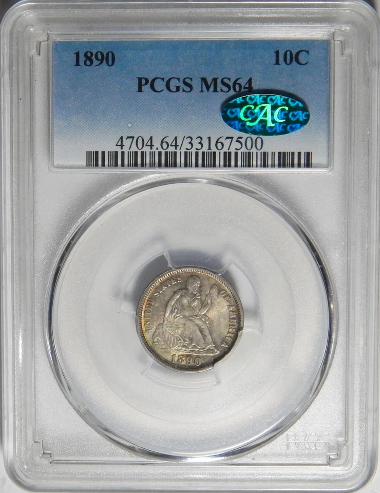 1890 PCGS/CAC MS64 SEATED LIBERTY DIME - Image 3 of 4