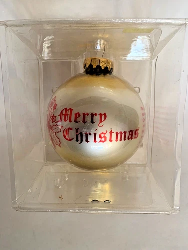 Vintage Bronners Merry Christmas Customs of ENGLAND Glass Ball Ornament