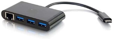 USB-C  3-Port  USB Hub  With Wired Gigabit  Ethernet Port  USB 3.0 Adapter  New