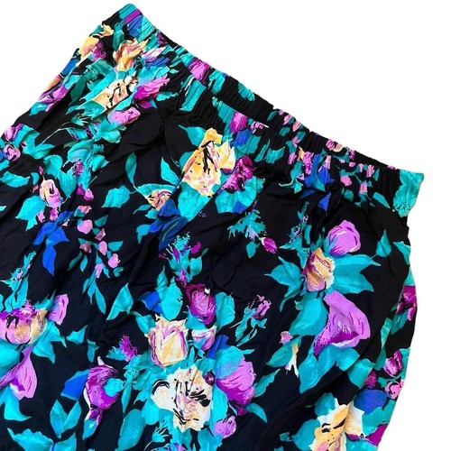 Blue Pink Black Floral Midi Skirt - Picture 2 of 4