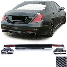 Diffusor Hinten Sport Carbon-Look mit Klemmen Von Auspuffanlage für Mercedes E
