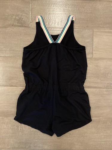 Girls Xersion Rainbow Band Romper Jumper Shorts - Black, Size XL or 16 - Picture 3 of 5