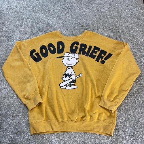 Peanuts 'Good Grief' Charlie Brown Yellow Crewneck Sweatshirt Unisex Adult Size