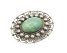 Cut Turquoise Brooch Pin Bp6887 Mexico 925 Sterling Silver Vintage Cabochon