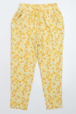 NEXT Mädchen gelb Blumen Baumwollmischung Jogginghose Hose Größe 9 Monate Zug