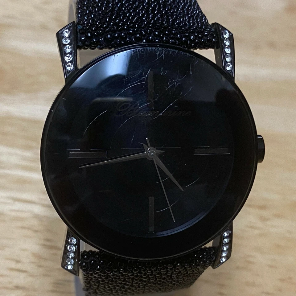 Blumarine Vera Pelle Leather 30m All Black Steel Analog Quartz Watch~New Battery - Image 2 of 4