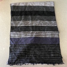 Five Four Navy Striped Viscose Fuzzy Outdoor Preppy Scarf