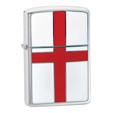 Zippo Petrol Lighter England Flag Emblem Brushed Chrome Smokers Gift Windproof