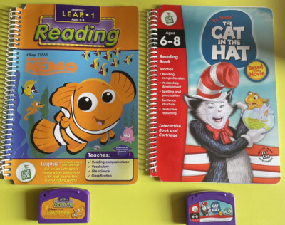 Menge 2x LeapFrog LeapPad Sets/KATZE IM MÜTZE/FUND NEMO/ALTER 4-8