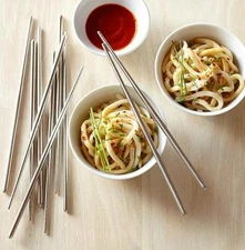 10prs silver Metal Chopsticks Stainless Steel Chopsticks Hollow design Non-slip