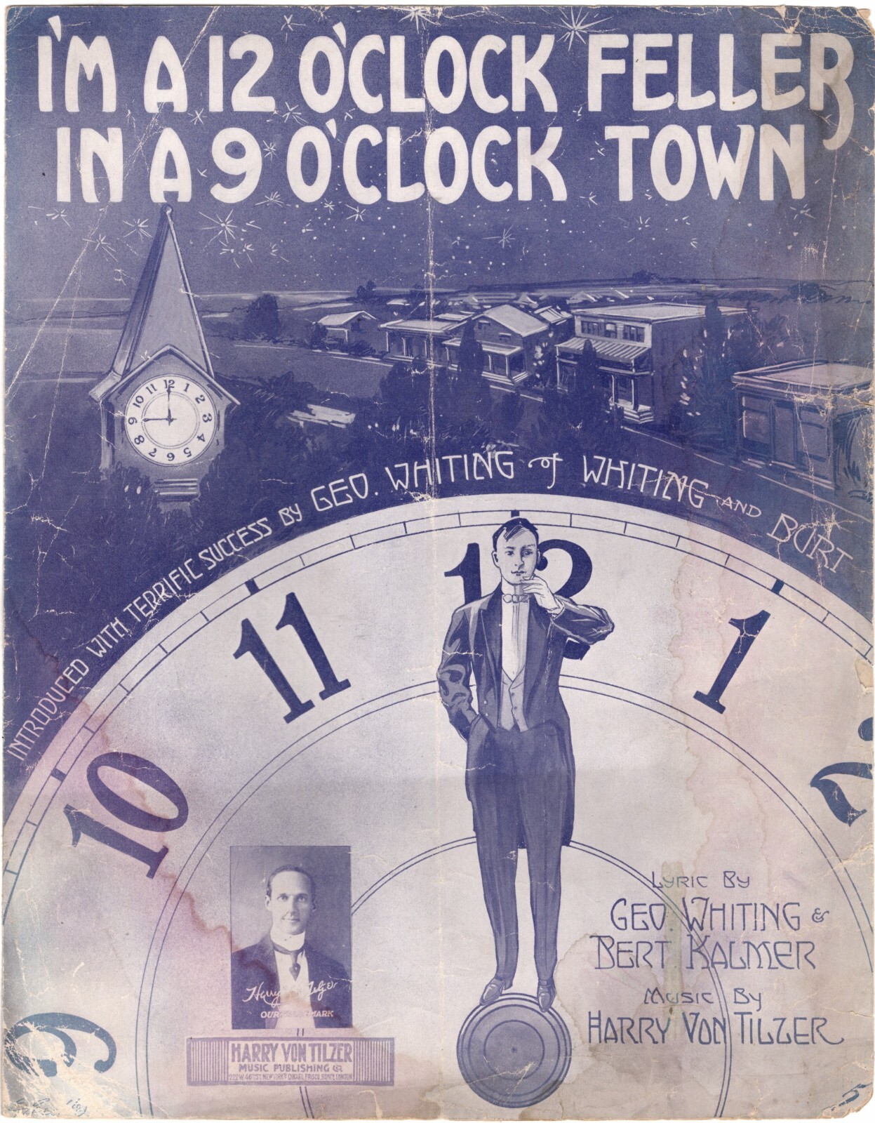 I'm A 12 O'clock Feller In A 9 O'clock Town, 1917, Vintage Sheet Music, 2nd one