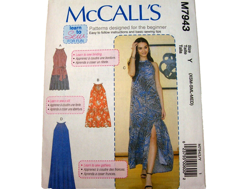 McCall's Dress Variations Uncut Pattern M7943 Y Misses' Sizes XS-MED(4-14) B7