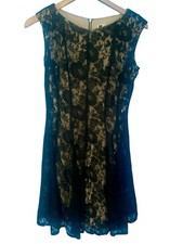 Julian Taylor Black Lace Nude Lining Fit & Flare Dress Size 6