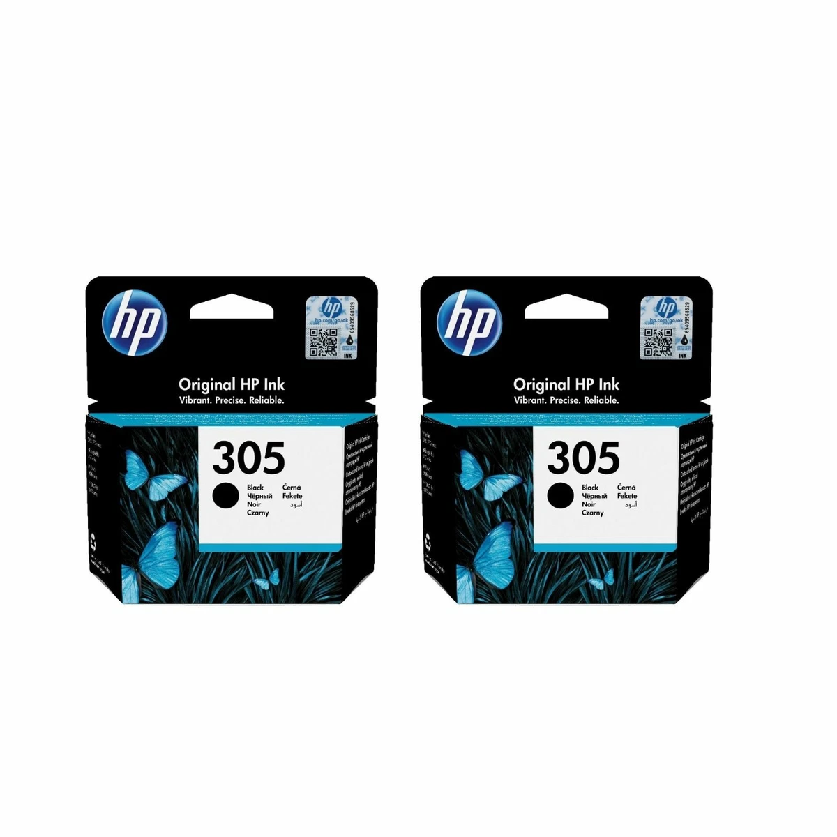 2x HP 305 BK Genuine Ink Cartridge 3YM61AE for HP Envy 6000 Envy Pro 6400