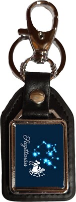 Schlüsselanhänger Schütze Sternzeichen Sternbild schwarz PU Leder quadratisch + Geschenktüte