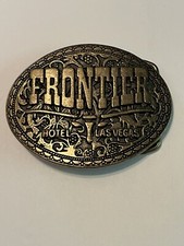 COOL 1970s VINTAGE  FRONTIER HOTEL  LAS VEGAS BELT BUCKLE CASINO GAMBLING LQQK