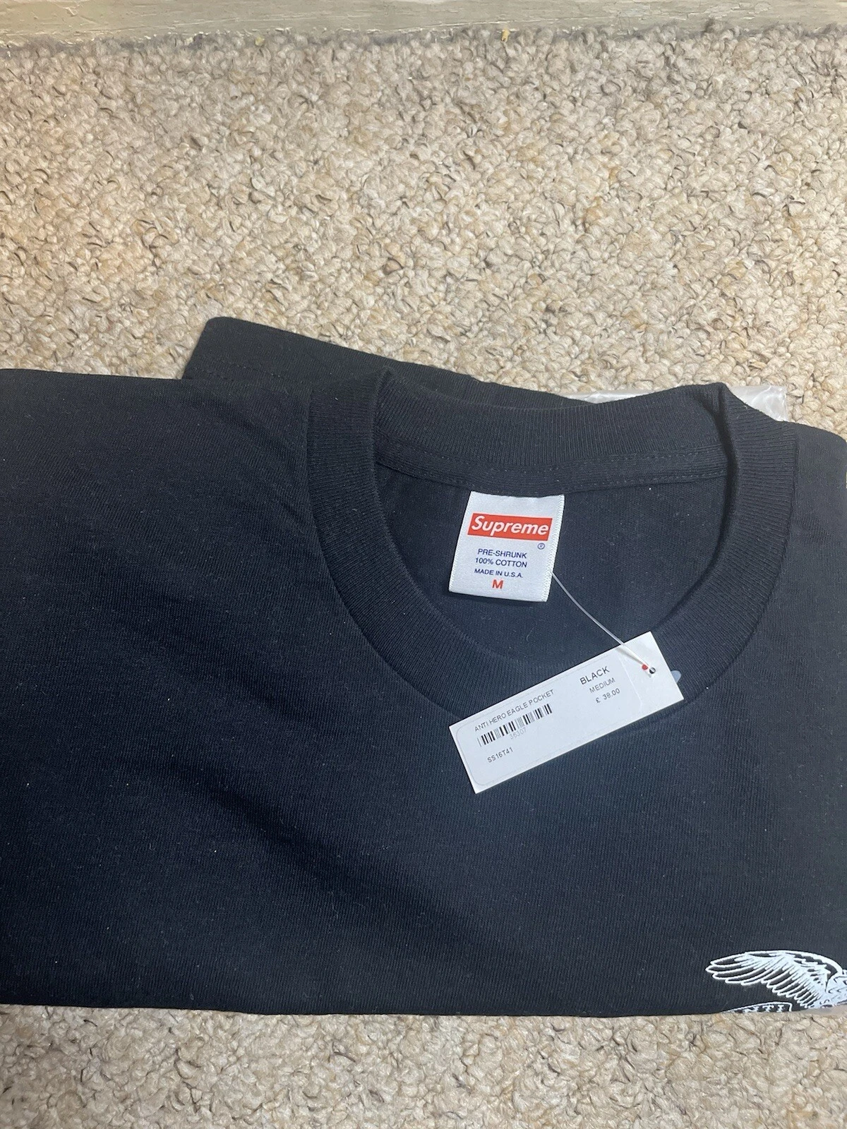 Tee shirt de poche Supreme Anti Hero Eagle (2016) noir moyen rare