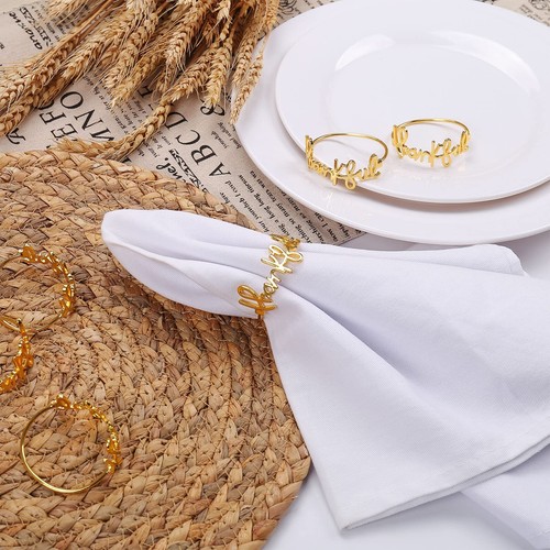 Thanksgiving Napkin Rings Set of 12 Gold Napkin Holder for Autumn Harvest Fes... - Picture 6 of 6