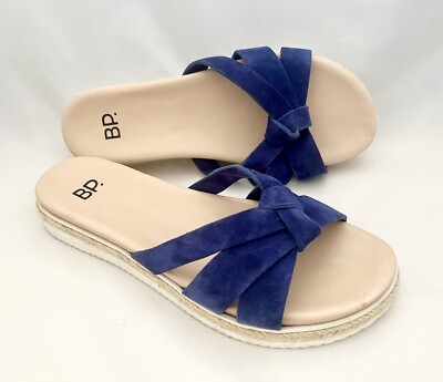 NEW Nordstrom Navy Blue Suede Slide Sandal Size 7, Never Worn
