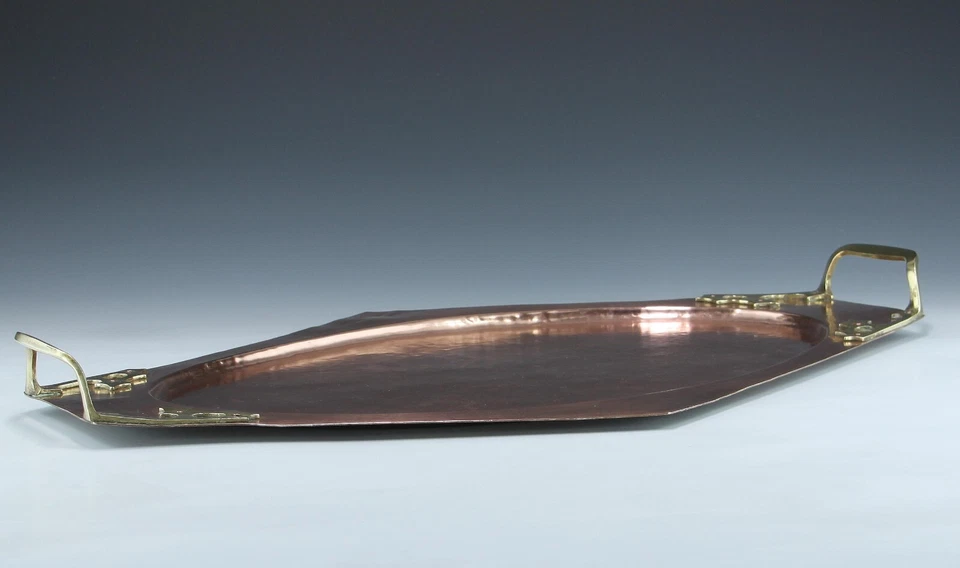 Großes Jugendstil Kupfer / Messing Tablett - 58 x 37,5 cm - circa 1910 - Bild 2 von 4