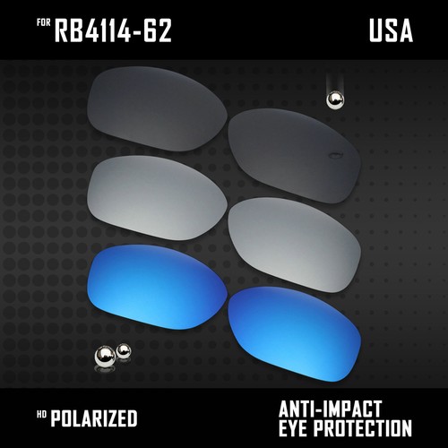 Anti Scratch Polarized Replacement Lenses for-Ray Ban RB4114 62mm Options - Picture 9 of 10