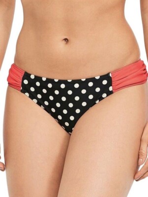 Figleaves Tuscany Bikini-Höschen Größe 8 schwarz rot Punkte gerafft Bademode Unterteil neu