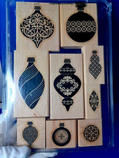 Stampin' UP Ornament Keepsakes Holiday 9 mounted wood stamps Christmas Unused