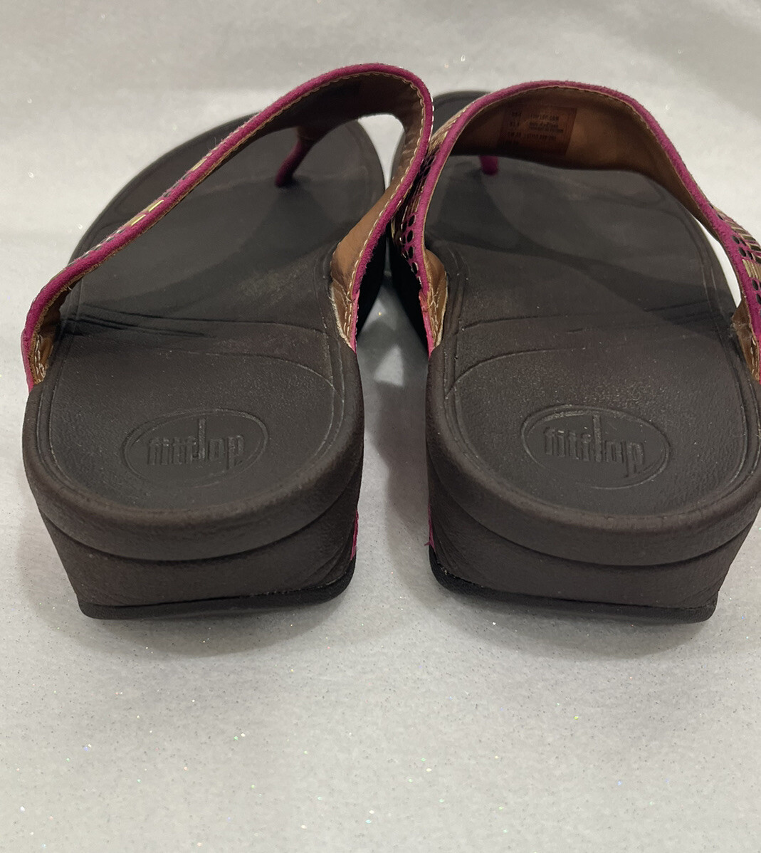 Fitflop Aztek Chada Pink Gold Leather Thong Flip Flop Women's