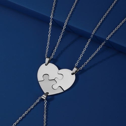 newHeart Puzzles Pendant Necklace Stainless Steel Necklaces Friendship Gifts - Bild 12 von 28