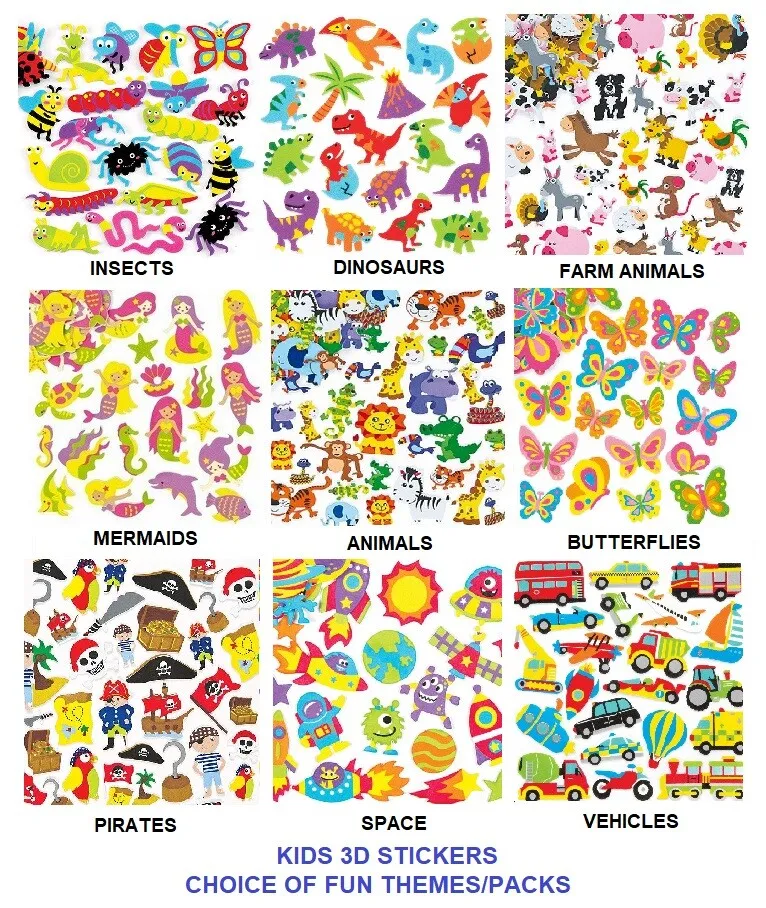Stickers Kids 3D Pack 30 Foam & Felt Shapes Childrens Fun Crafts