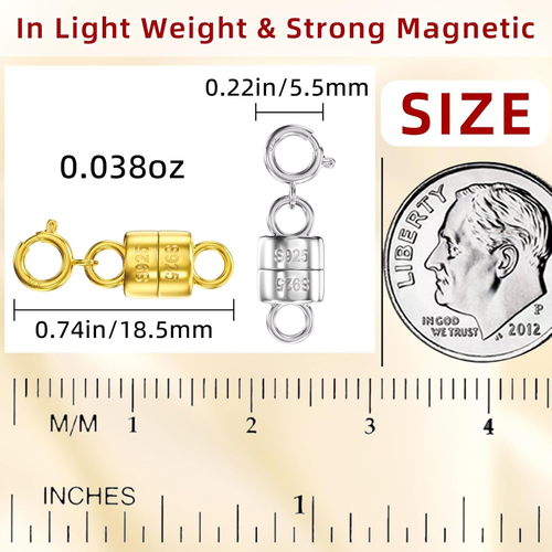 925 Sterling Silver Magnetic Clasps for Necklaces,Necklace Extender Magnetic Nec - 第 2/12 張圖片