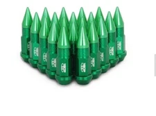 JDM Blox Racing M12X1.5 Aluminum Extended Spike Tuner  Lug Nuts Green 