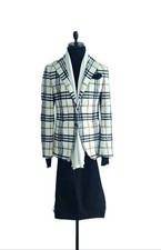 Bold Plaid White Blazer